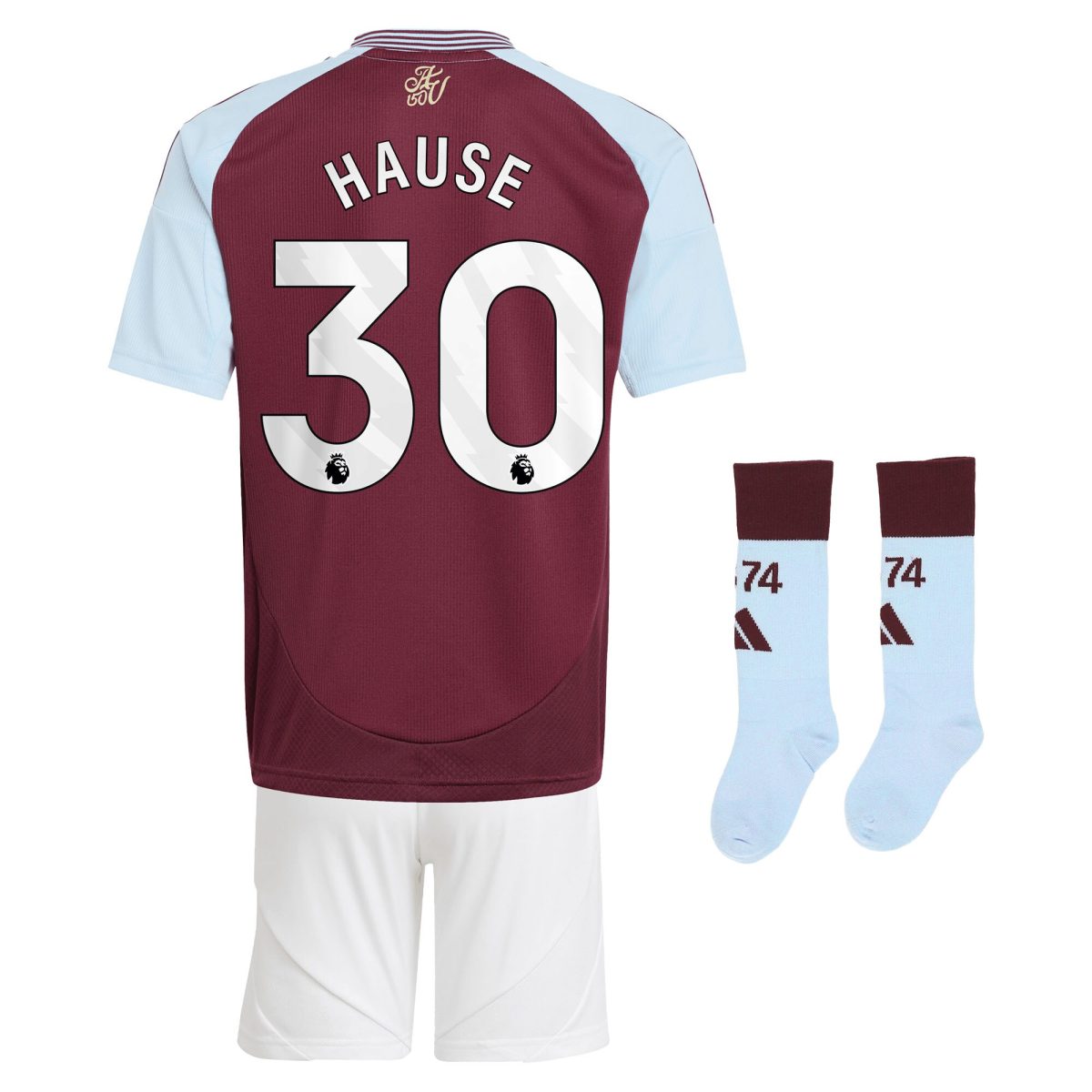 AVFC aston villa adidas home mini kit 2024-25 with hause 30 printing Collection | Official Aston Villa Kits and Apparel