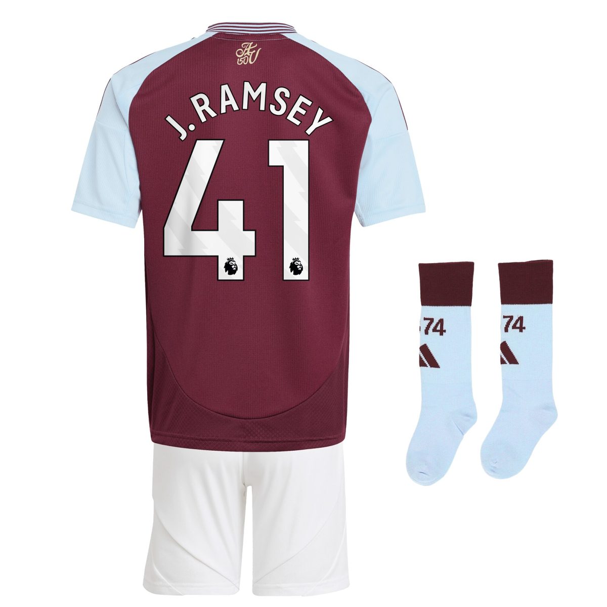 AVFC aston villa adidas home mini kit 2024-25 with j. ramsey 41 printing Collection | Official Aston Villa Kits and Apparel
