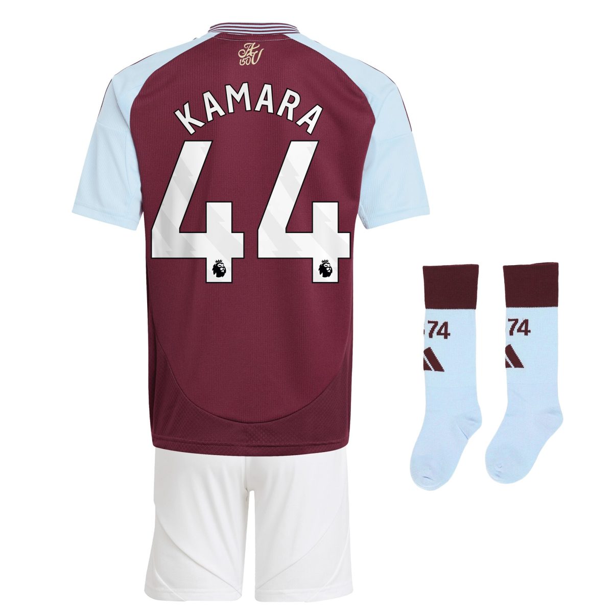 AVFC aston villa adidas home mini kit 2024-25 with kamara 44 printing Collection | Official Aston Villa Kits and Apparel