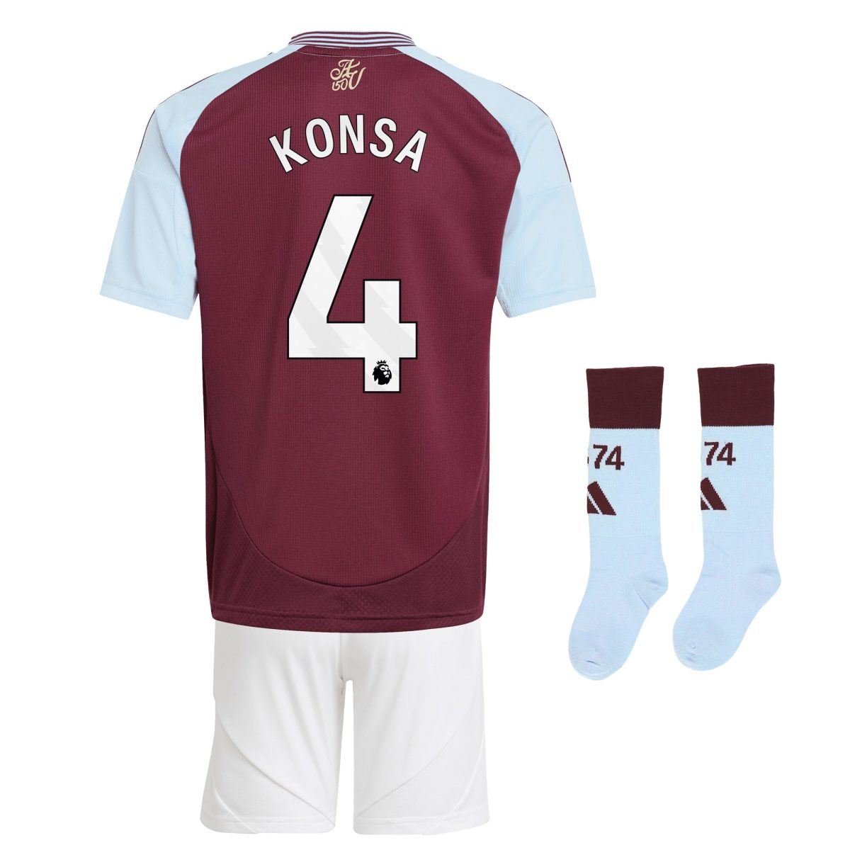 AVFC aston villa adidas home mini kit 2024-25 with konsa 4 printing Collection | Official Aston Villa Kits and Apparel