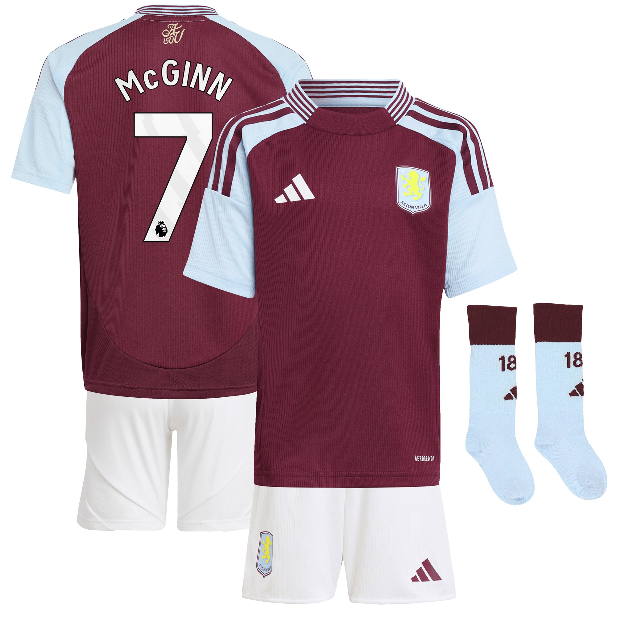 AVFC aston villa adidas home mini kit 2024-25 with mcginn 7 printing Collection | Official Aston Villa Kits and Apparel