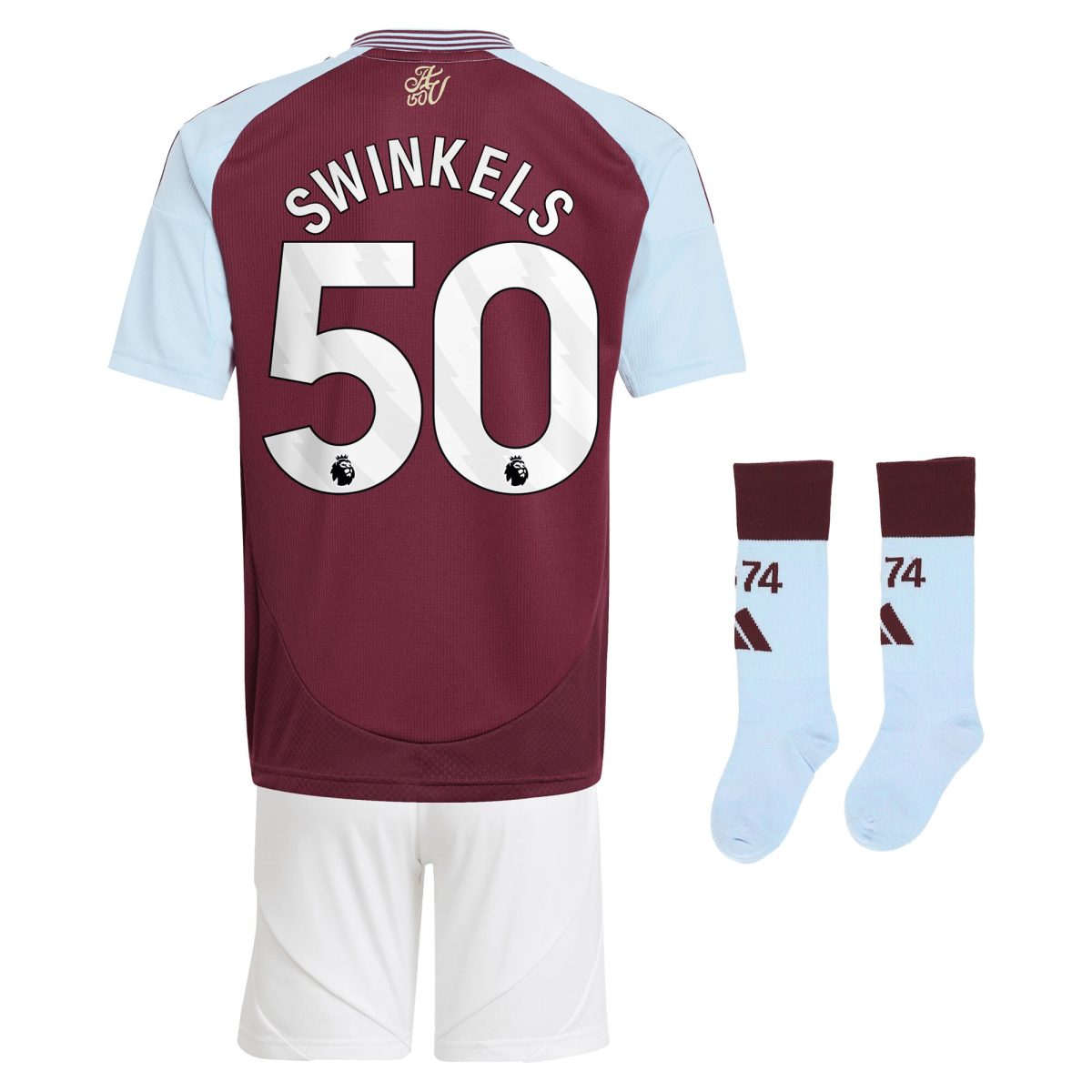 AVFC aston villa adidas home mini kit 2024-25 with swinkels 50 printing Collection | Official Aston Villa Kits and Apparel