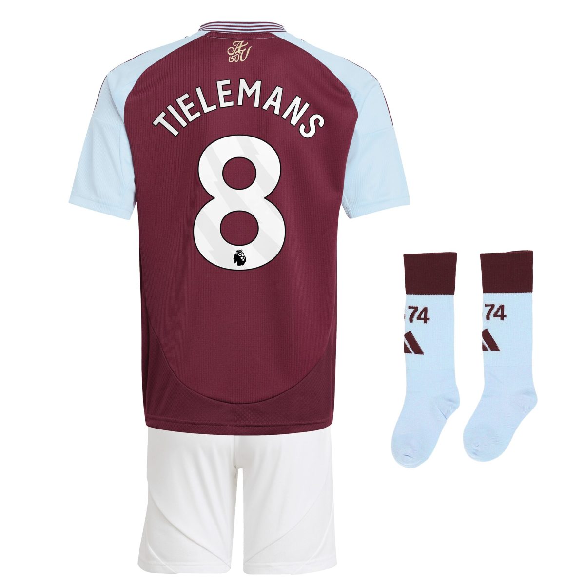 AVFC aston villa adidas home mini kit 2024-25 with tielemans 8 printing Collection | Official Aston Villa Kits and Apparel