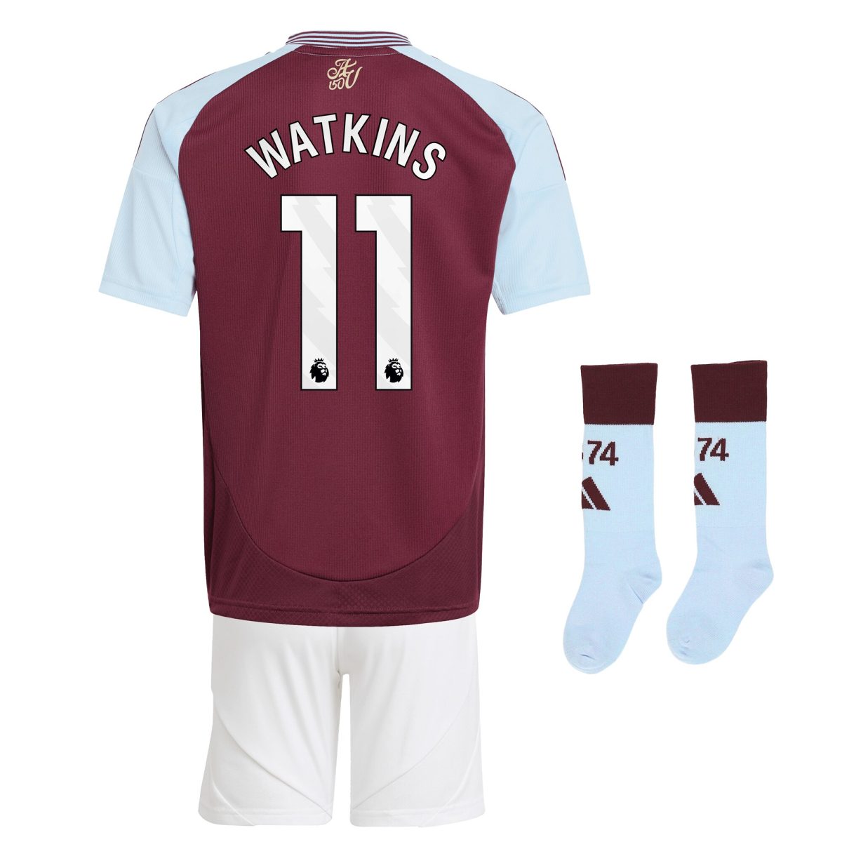 AVFC aston villa adidas home mini kit 2024-25 with watkins 11 printing Collection | Official Aston Villa Kits and Apparel