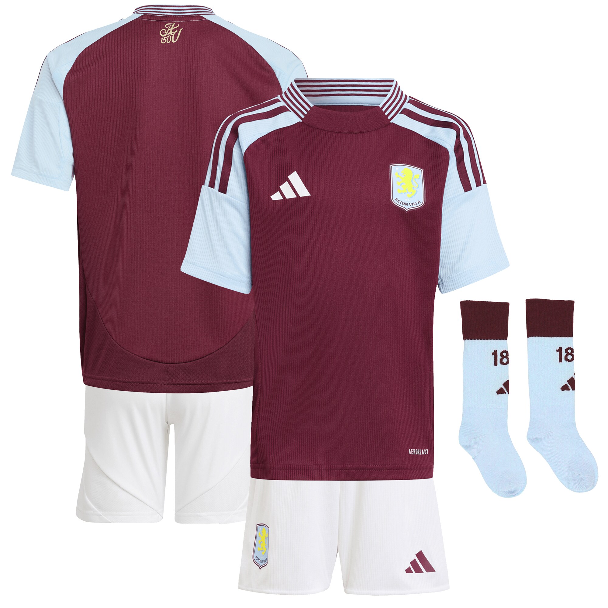 AVFC aston villa adidas home mini kit 2024-25 Collection | Official Aston Villa Kits and Apparel
