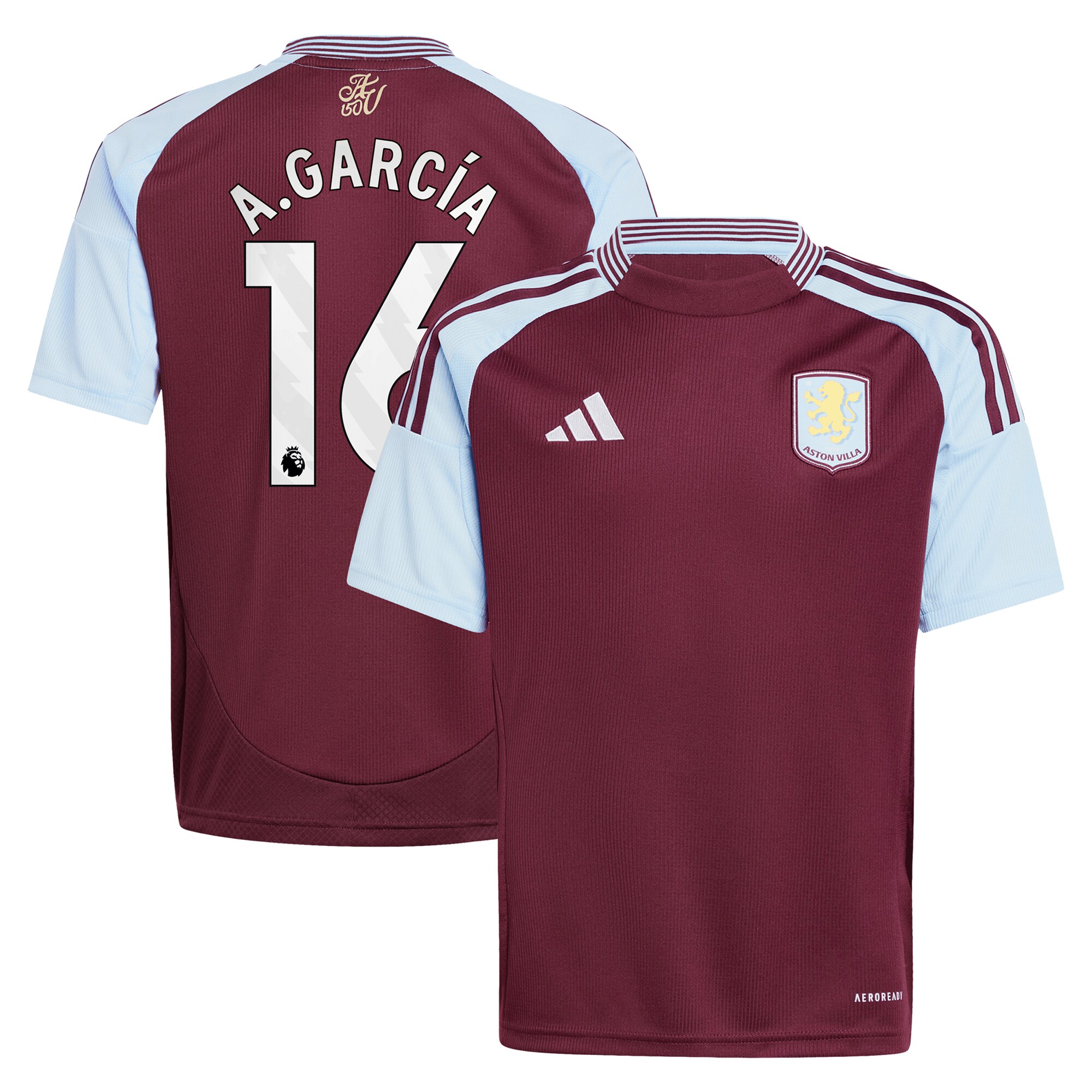 AVFC aston villa adidas home shirt 2024-25 – kids with a.garcía 16 printing Collection | Official Aston Villa Kits and Apparel