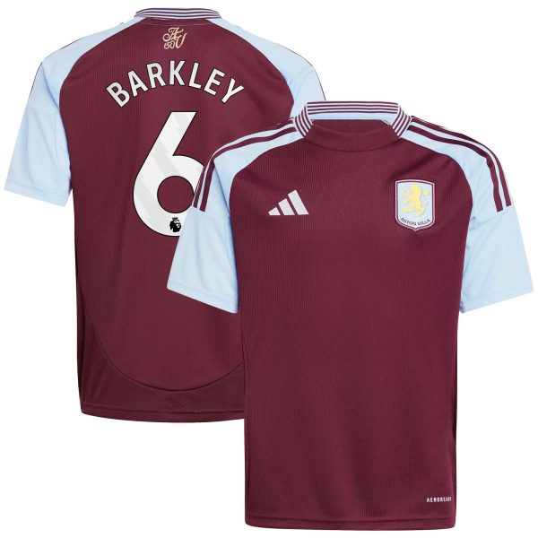 AVFC aston villa adidas home shirt 2024-25 – kids with barkley 6 printing Collection | Official Aston Villa Kits and Apparel