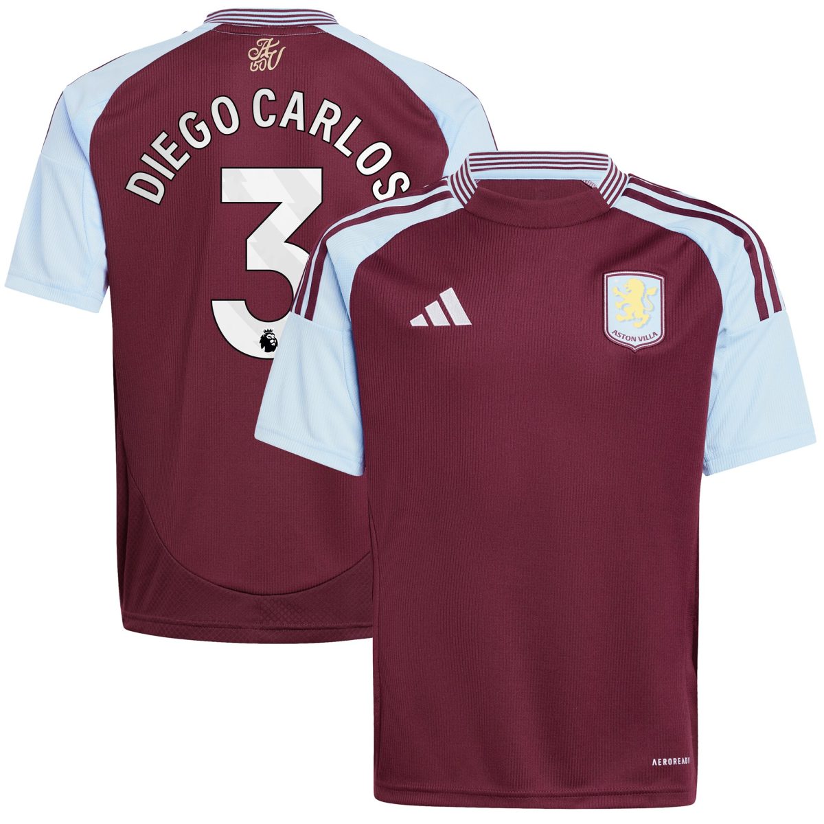 AVFC aston villa adidas home shirt 2024-25 – kids with diego carlos 3 printing Collection | Official Aston Villa Kits and Apparel