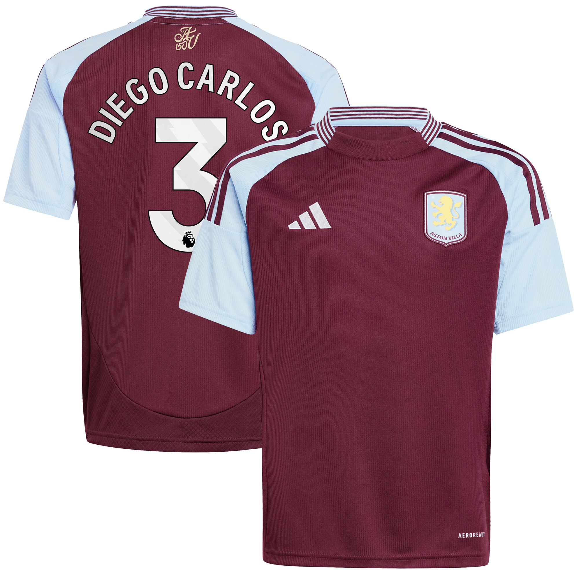 AVFC aston villa adidas home shirt 2024-25 – kids with diego carlos 3 printing Collection | Official Aston Villa Kits and Apparel
