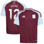 AVFC aston villa adidas home shirt 2024-25 – kids with digne 12 printing Collection | Official Aston Villa Kits and Apparel
