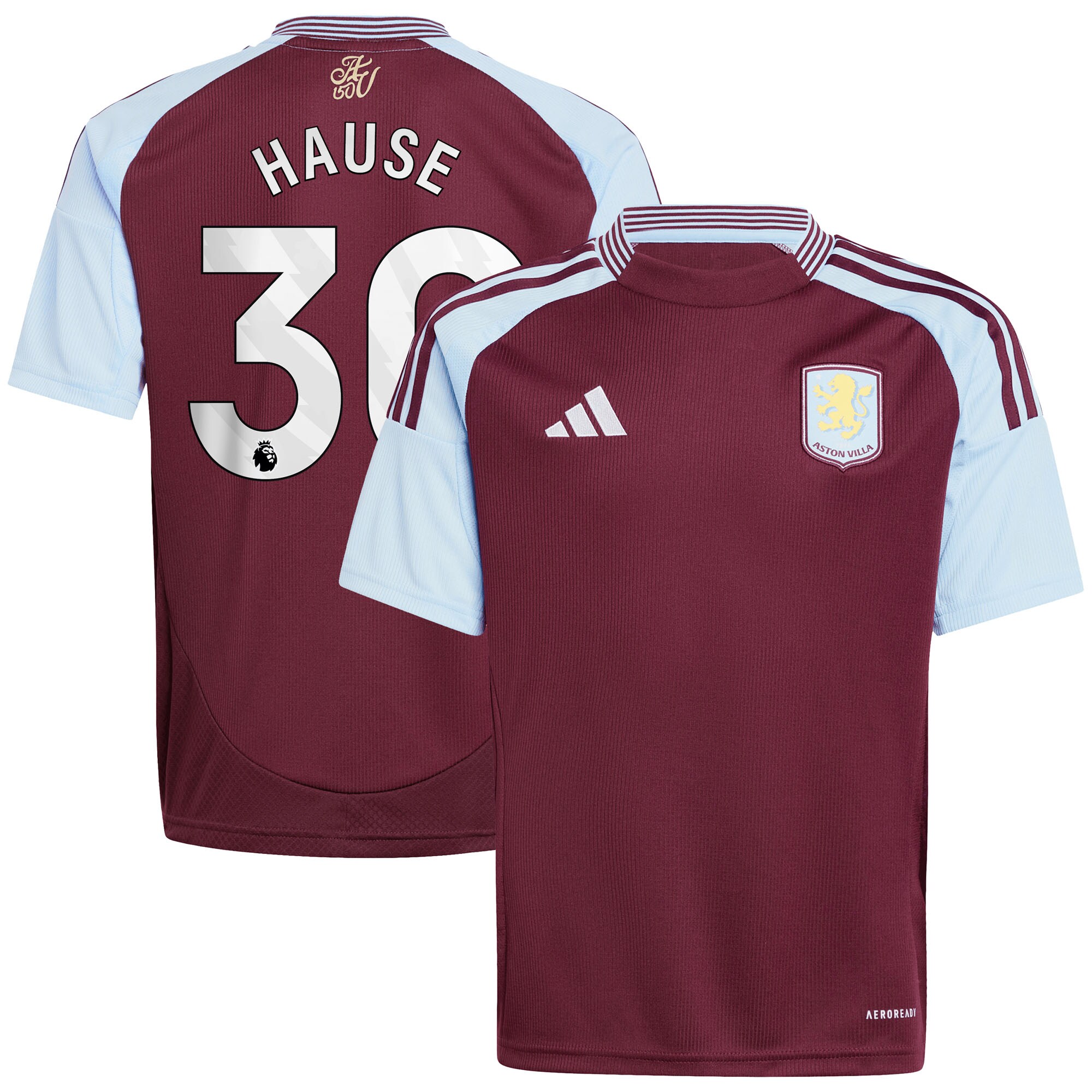AVFC aston villa adidas home shirt 2024-25 – kids with hause 30 printing Collection | Official Aston Villa Kits and Apparel