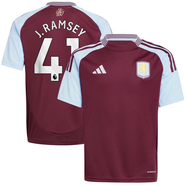 AVFC aston villa adidas home shirt 2024-25 – kids with j. ramsey 41 printing Collection | Official Aston Villa Kits and Apparel
