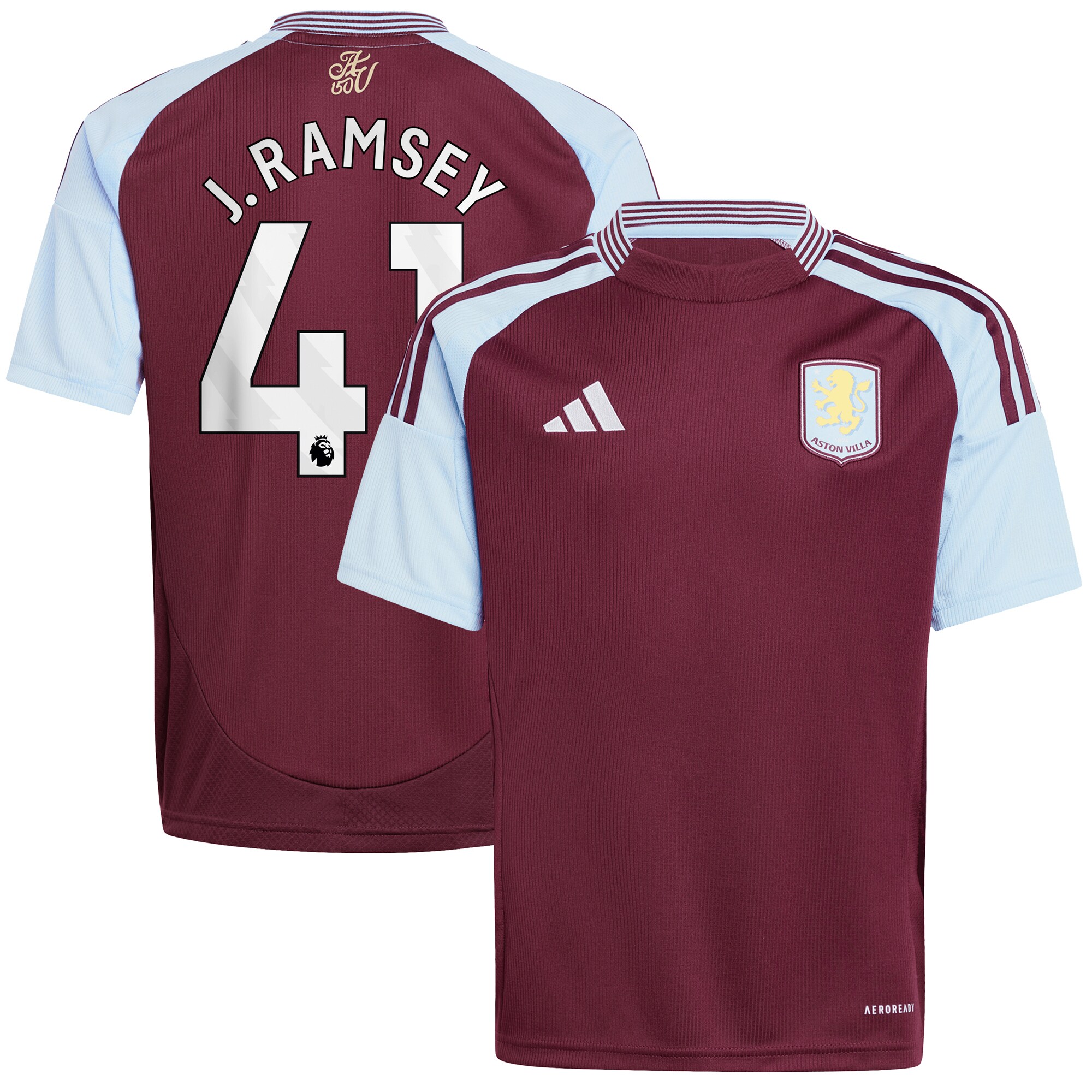 AVFC aston villa adidas home shirt 2024-25 – kids with j. ramsey 41 printing Collection | Official Aston Villa Kits and Apparel