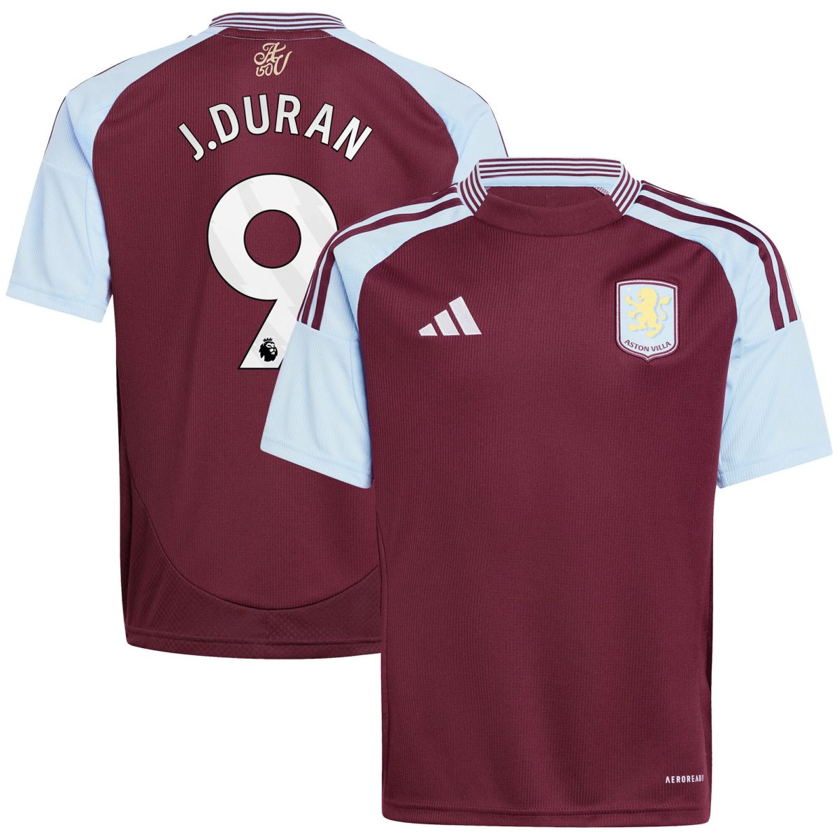 AVFC aston villa adidas home shirt 2024-25 – kids with j.duran 9 printing Collection | Official Aston Villa Kits and Apparel