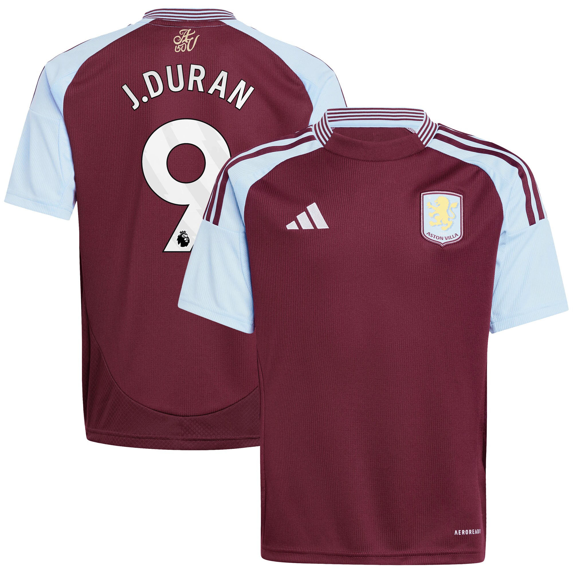 AVFC aston villa adidas home shirt 2024-25 – kids with j.duran 9 printing Collection | Official Aston Villa Kits and Apparel