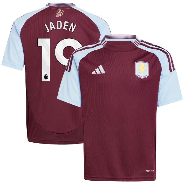 AVFC aston villa adidas home shirt 2024-25 – kids with jaden 19 printing Collection | Official Aston Villa Kits and Apparel