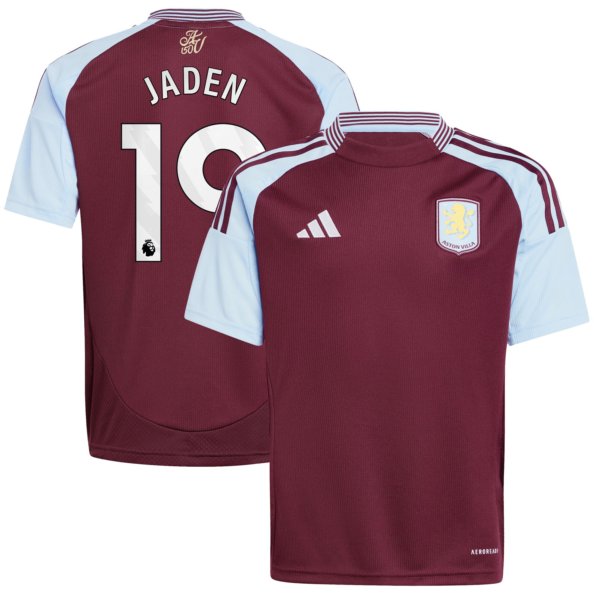 AVFC aston villa adidas home shirt 2024-25 – kids with jaden 19 printing Collection | Official Aston Villa Kits and Apparel