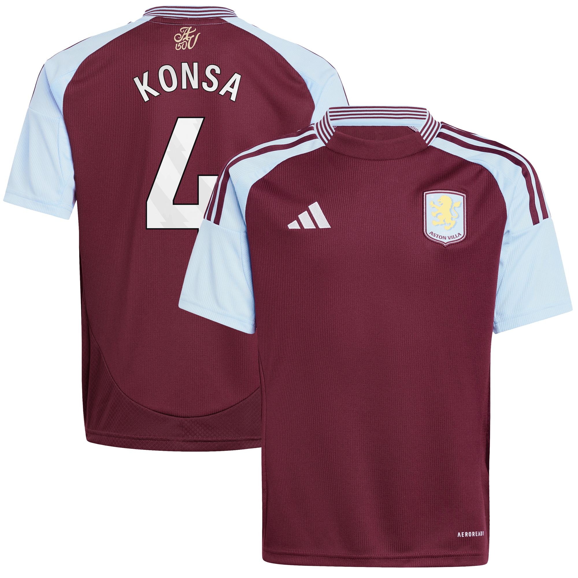 AVFC aston villa adidas home shirt 2024-25 – kids with konsa 4 printing Collection | Official Aston Villa Kits and Apparel