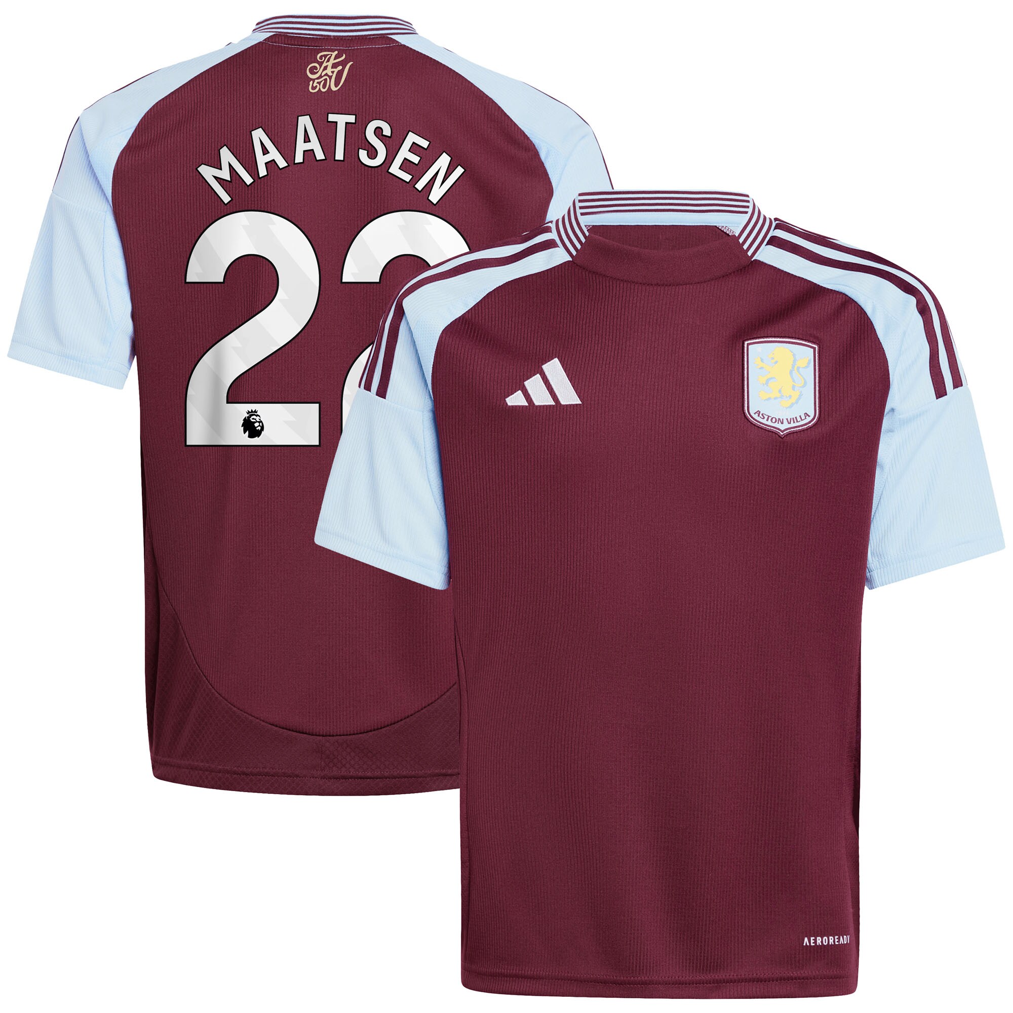 AVFC aston villa adidas home shirt 2024-25 – kids with maatsen 22 printing Collection | Official Aston Villa Kits and Apparel