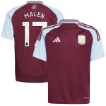 AVFC aston villa adidas home shirt 2024-25 – kids with malen 17 printing Collection | Official Aston Villa Kits and Apparel