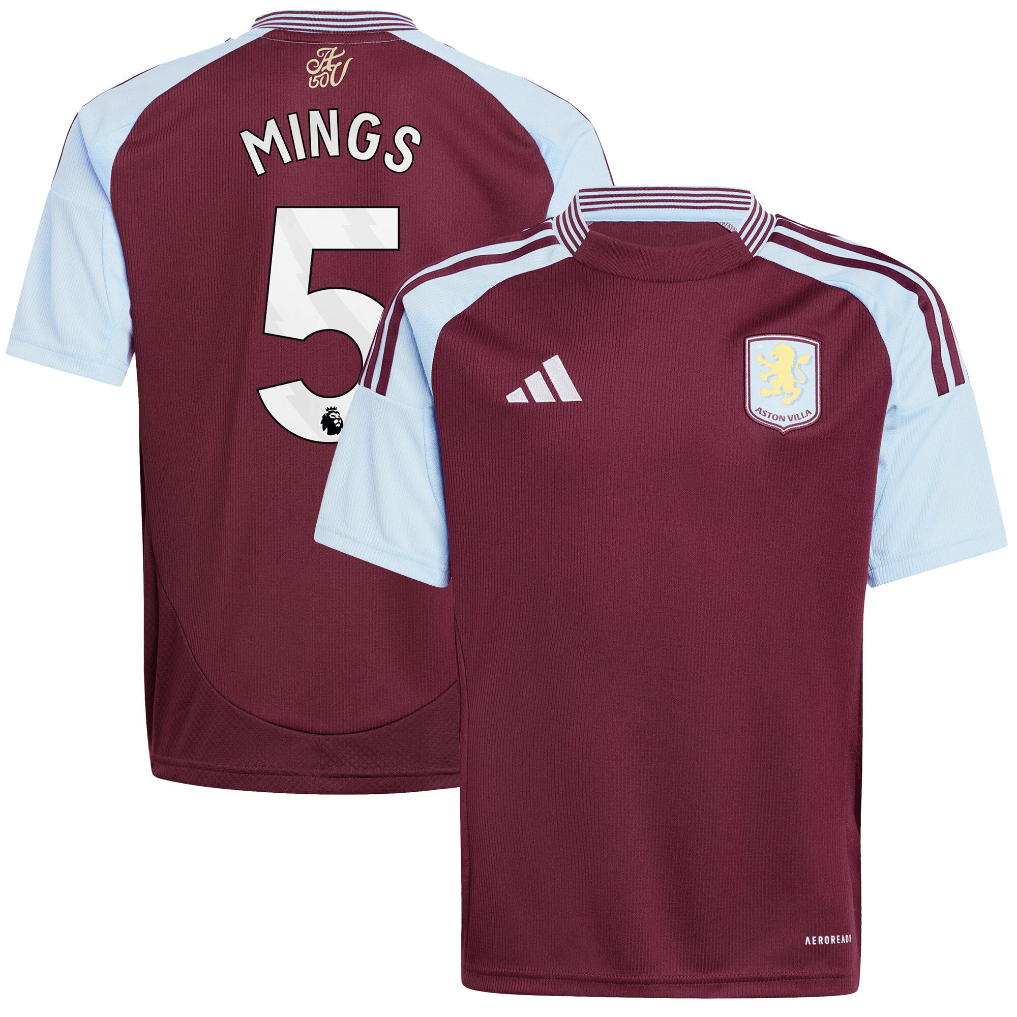 AVFC aston villa adidas home shirt 2024-25 – kids with mings 5 printing Collection | Official Aston Villa Kits and Apparel