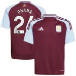 AVFC aston villa adidas home shirt 2024-25 – kids with onana 24 printing Collection | Official Aston Villa Kits and Apparel
