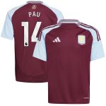 AVFC aston villa adidas home shirt 2024-25 – kids with pau 14 printing Collection | Official Aston Villa Kits and Apparel