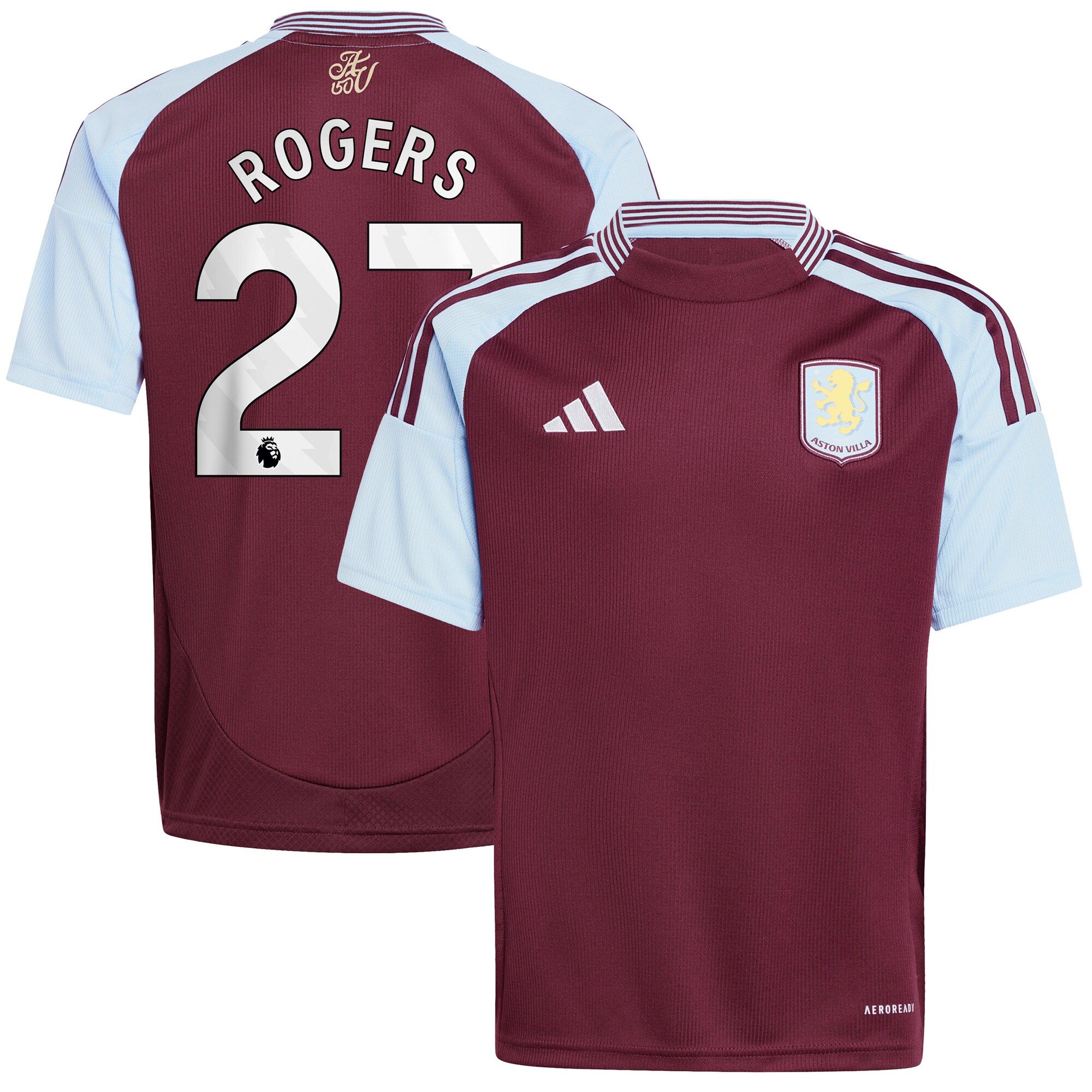 AVFC aston villa adidas home shirt 2024-25 – kids with rogers 27 printing Collection | Official Aston Villa Kits and Apparel
