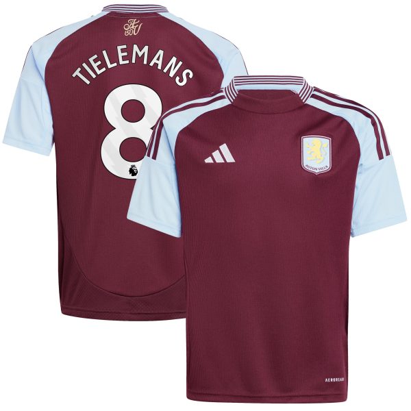 AVFC aston villa adidas home shirt 2024-25 – kids with tielemans 8 printing Collection | Official Aston Villa Kits and Apparel