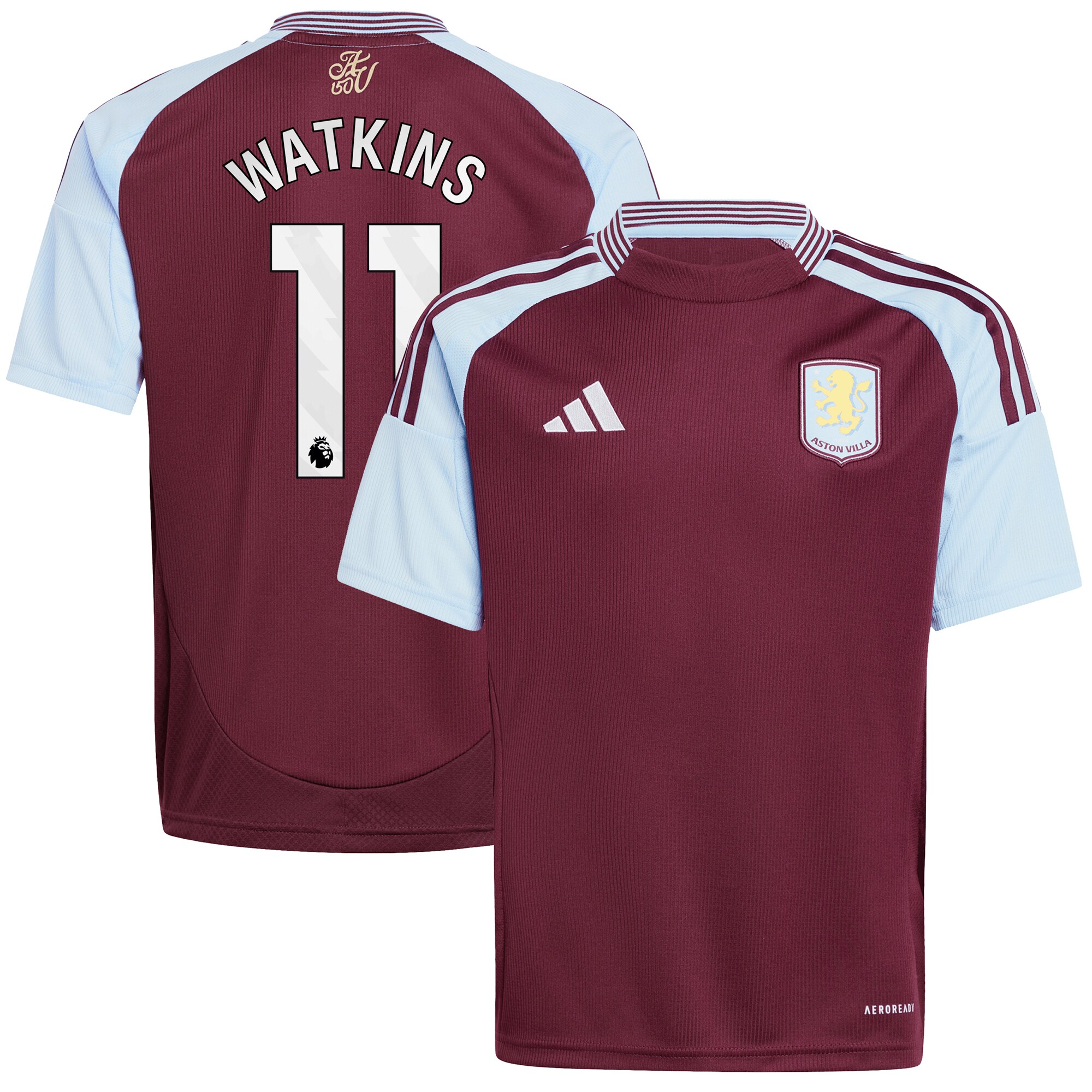 AVFC aston villa adidas home shirt 2024-25 – kids with watkins 11 printing Collection | Official Aston Villa Kits and Apparel
