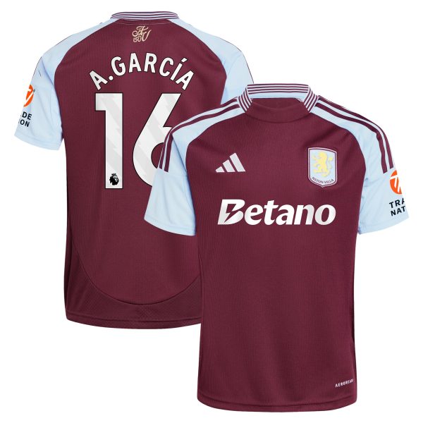 AVFC aston villa adidas home shirt 2024-25 with a.garcía 16 printing Collection | Official Aston Villa Kits and Apparel