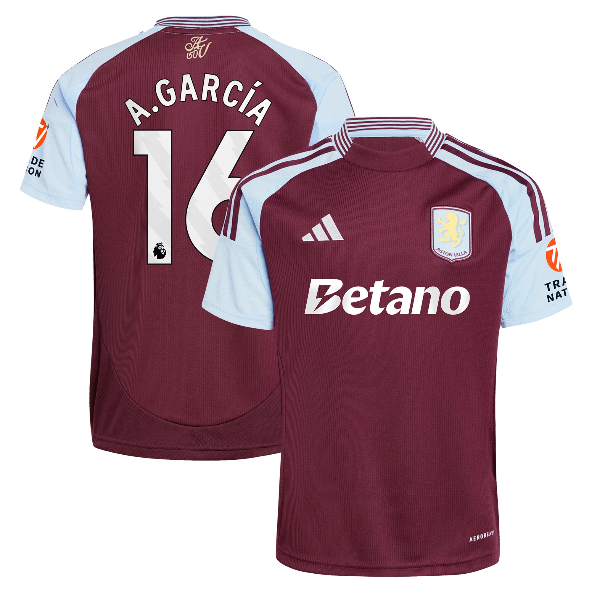 AVFC aston villa adidas home shirt 2024-25 with a.garcía 16 printing Collection | Official Aston Villa Kits and Apparel