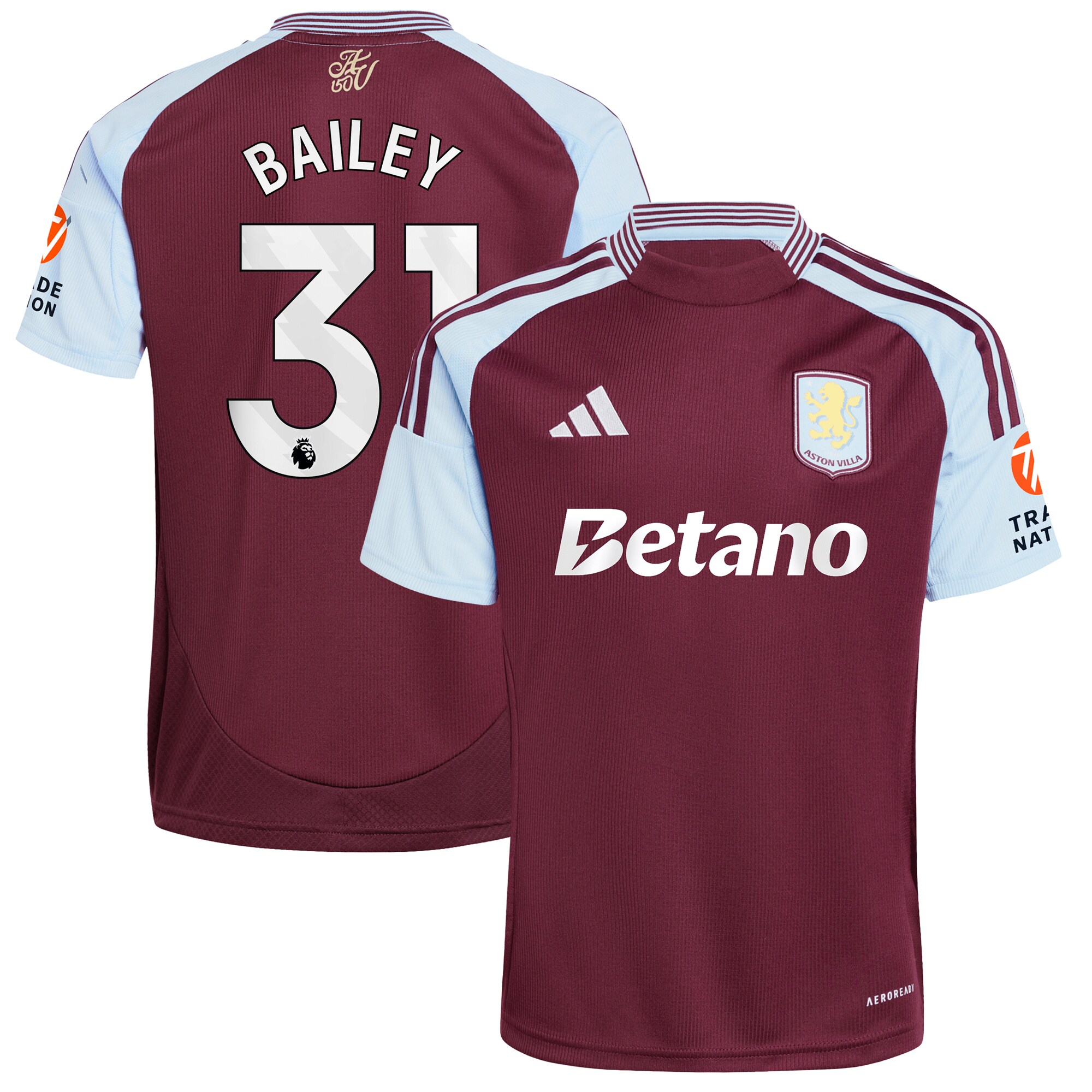 AVFC aston villa adidas home shirt 2024-25 with bailey 31 printing Collection | Official Aston Villa Kits and Apparel