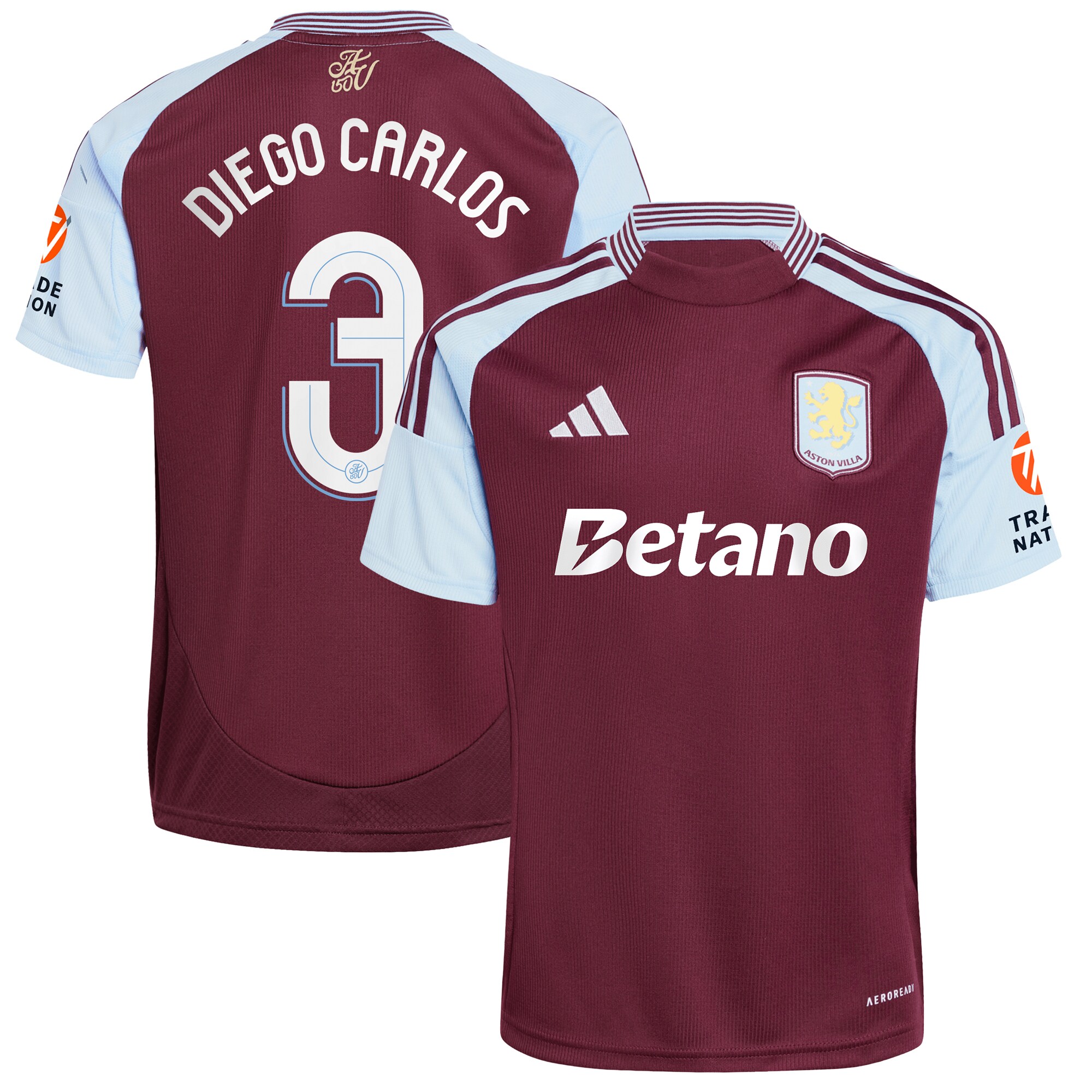 AVFC aston villa adidas home shirt 2024-25 with diego carlos 3 cup printing Collection | Official Aston Villa Kits and Apparel