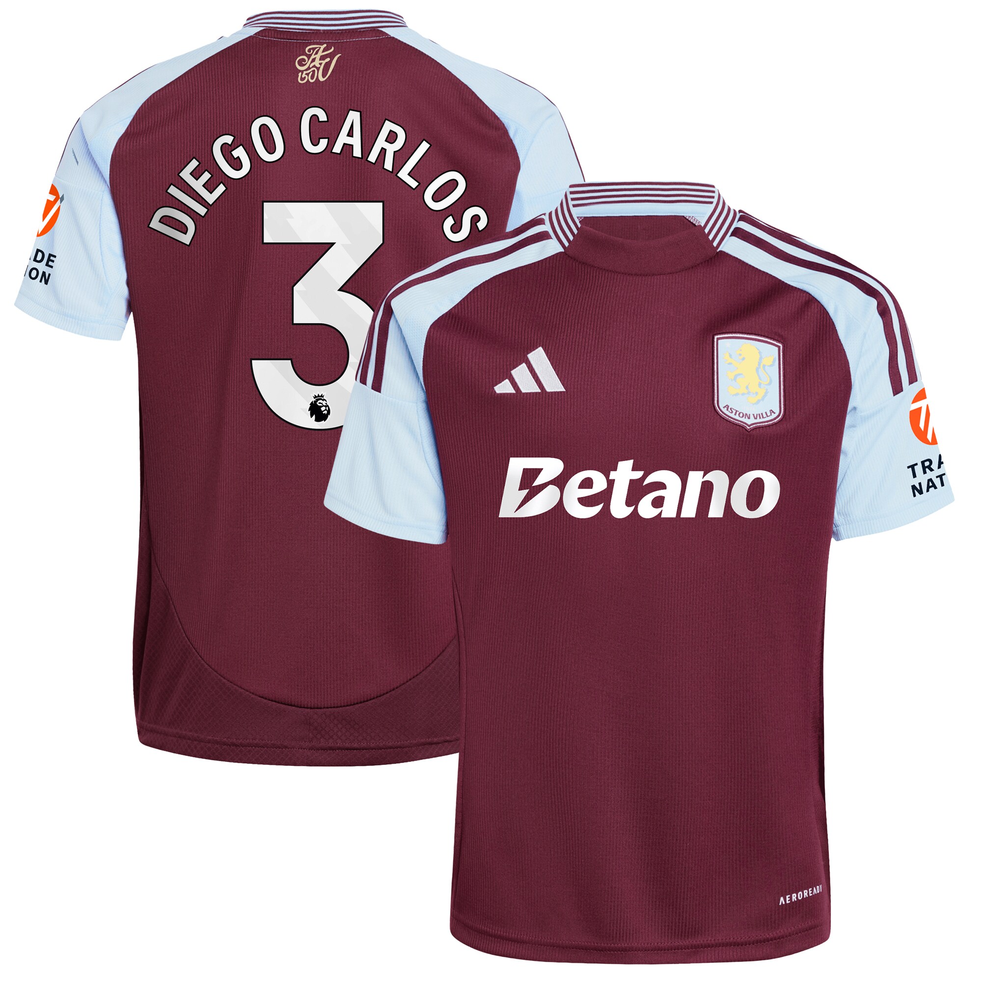 AVFC aston villa adidas home shirt 2024-25 with diego carlos 3 printing Collection | Official Aston Villa Kits and Apparel
