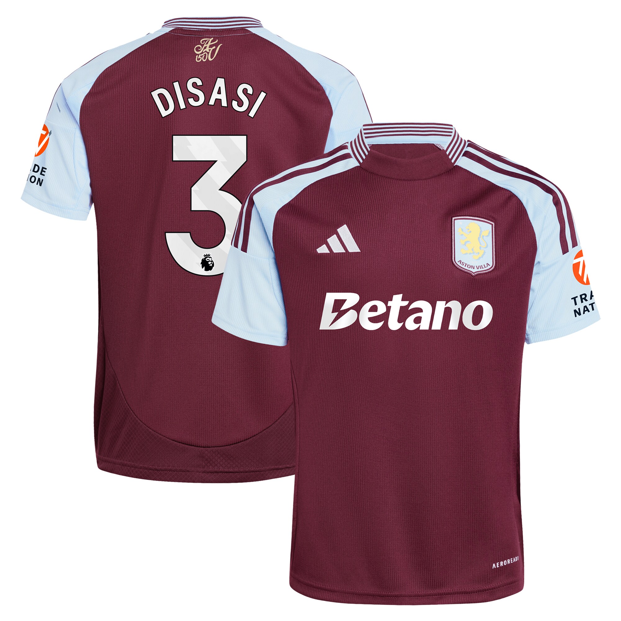 AVFC aston villa adidas home shirt 2024-25 with disasi 3 printing Collection | Official Aston Villa Kits and Apparel
