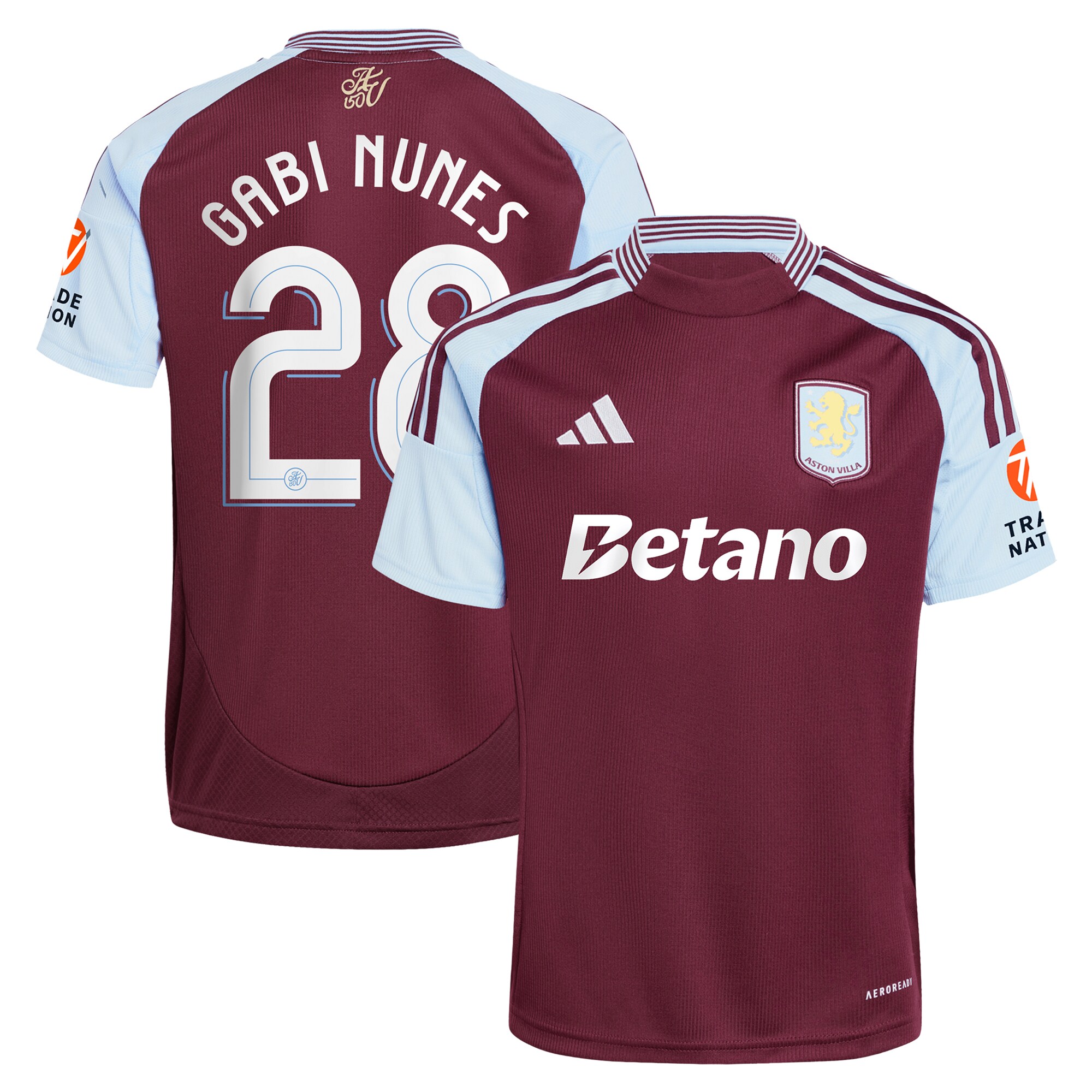 AVFC aston villa adidas home shirt 2024-25 with gabi nunes 28 cup printing Collection | Official Aston Villa Kits and Apparel