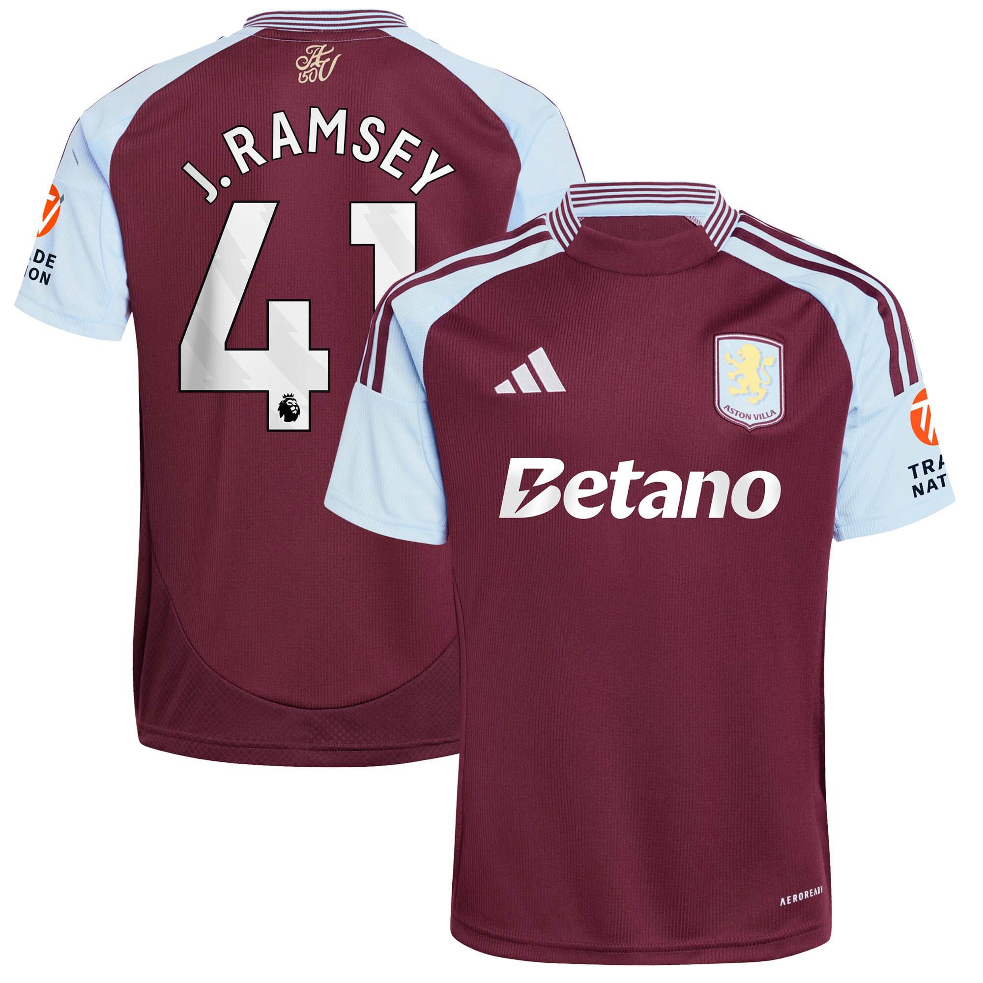 AVFC aston villa adidas home shirt 2024-25 with j. ramsey 41 printing Collection | Official Aston Villa Kits and Apparel