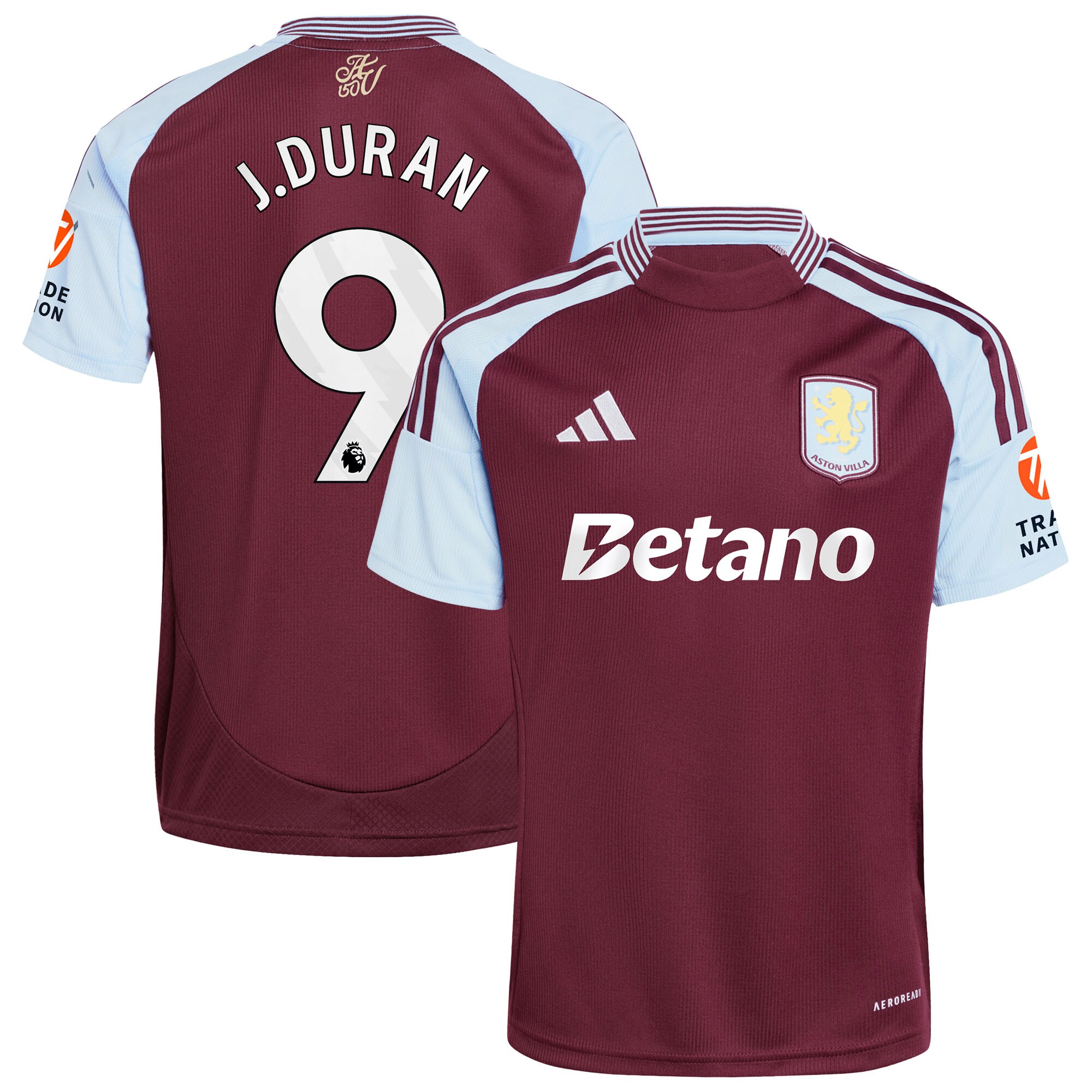 AVFC aston villa adidas home shirt 2024-25 with j.duran 9 printing Collection | Official Aston Villa Kits and Apparel