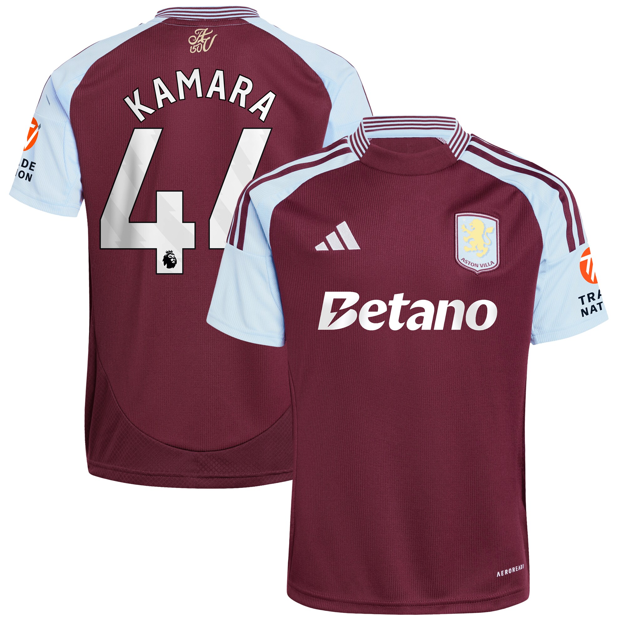 AVFC aston villa adidas home shirt 2024-25 with kamara 44 printing Collection | Official Aston Villa Kits and Apparel