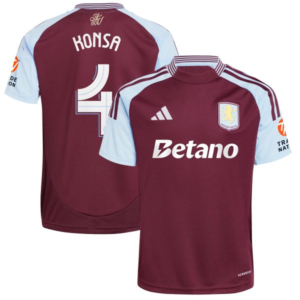 AVFC aston villa adidas home shirt 2024-25 with konsa 4 cup printing Collection | Official Aston Villa Kits and Apparel