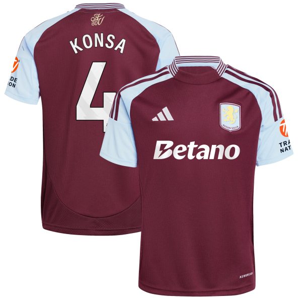 AVFC aston villa adidas home shirt 2024-25 with konsa 4 printing Collection | Official Aston Villa Kits and Apparel