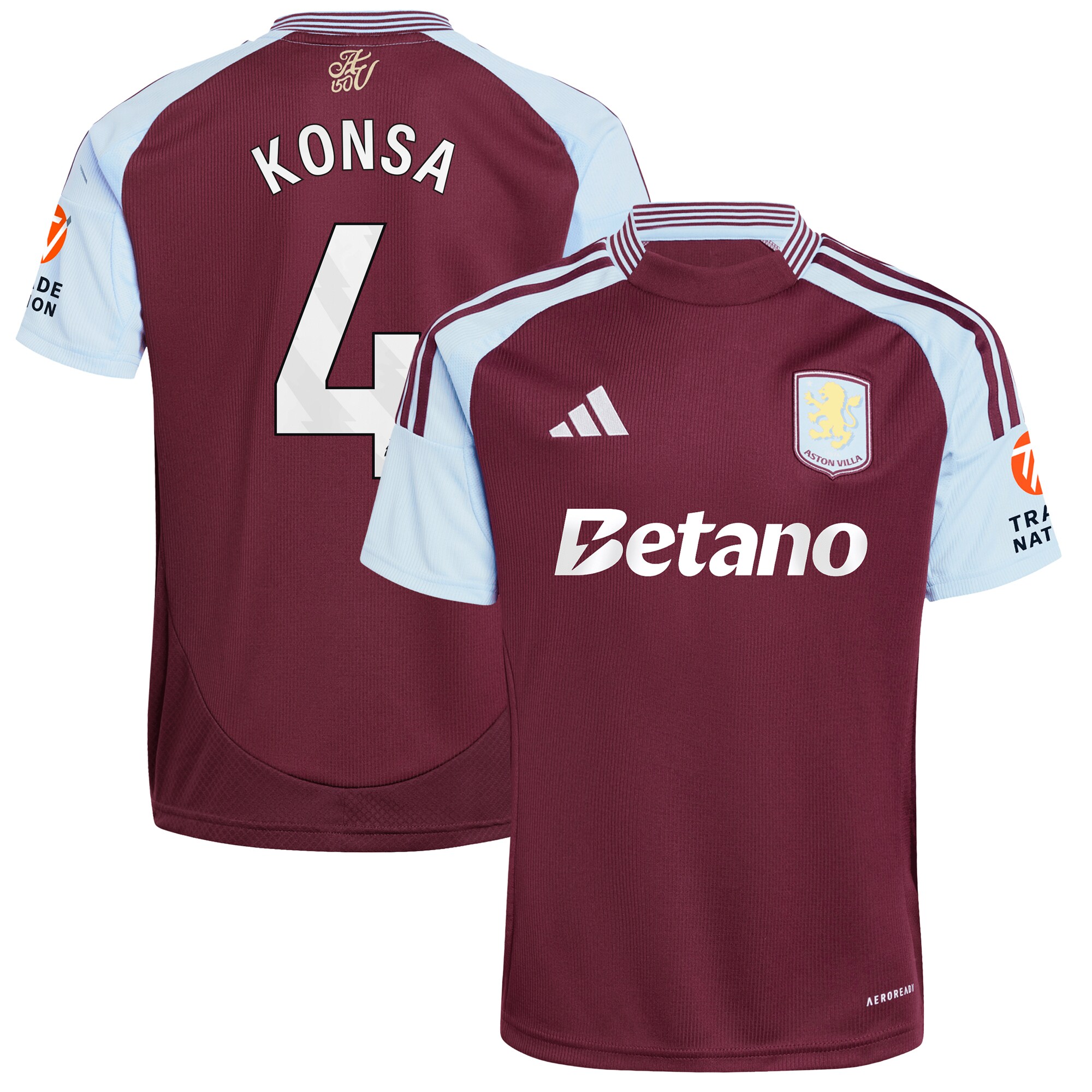 AVFC aston villa adidas home shirt 2024-25 with konsa 4 printing Collection | Official Aston Villa Kits and Apparel