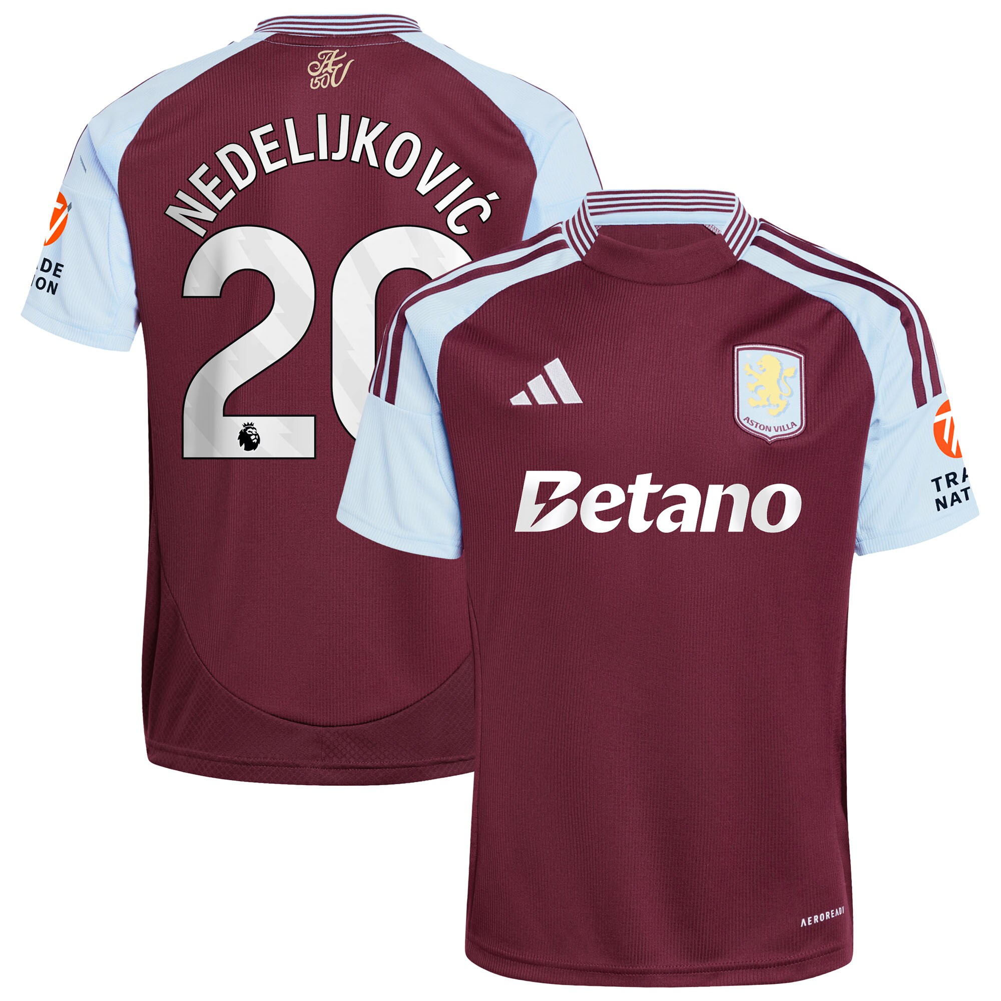 AVFC aston villa adidas home shirt 2024-25 with nedeljković 20 printing Collection | Official Aston Villa Kits and Apparel