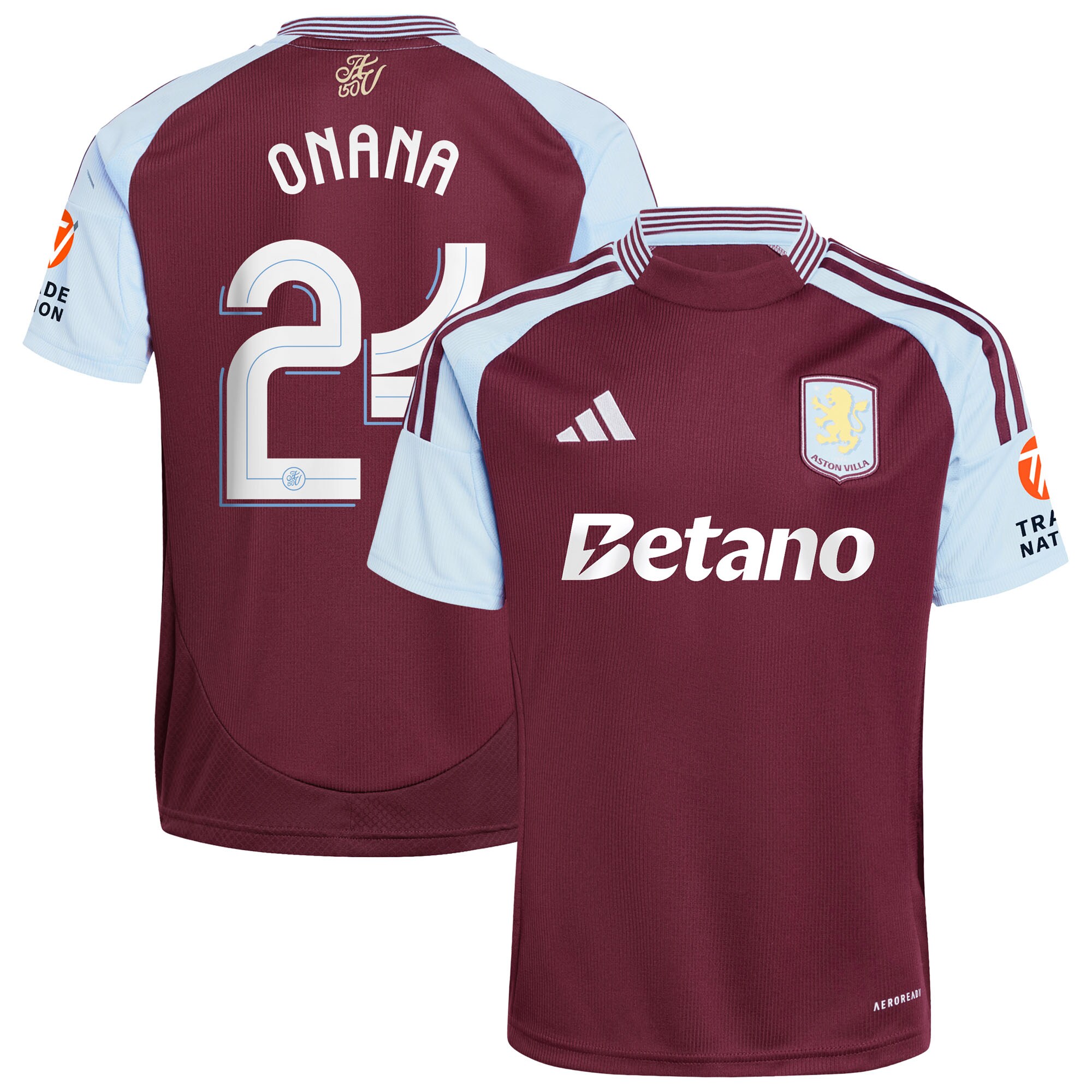 AVFC aston villa adidas home shirt 2024-25 with onana 24 cup printing Collection | Official Aston Villa Kits and Apparel