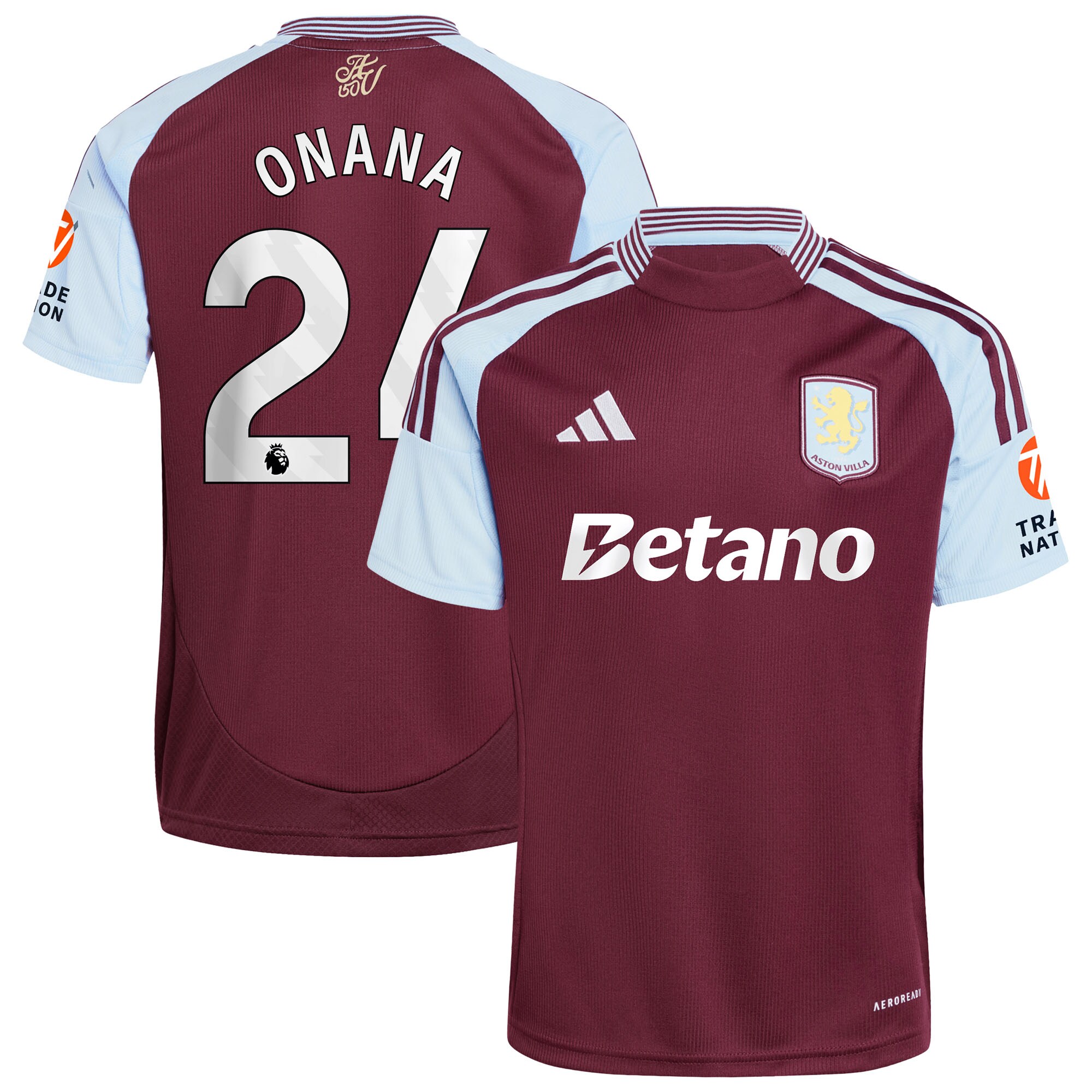 AVFC aston villa adidas home shirt 2024-25 with onana 24 printing Collection | Official Aston Villa Kits and Apparel