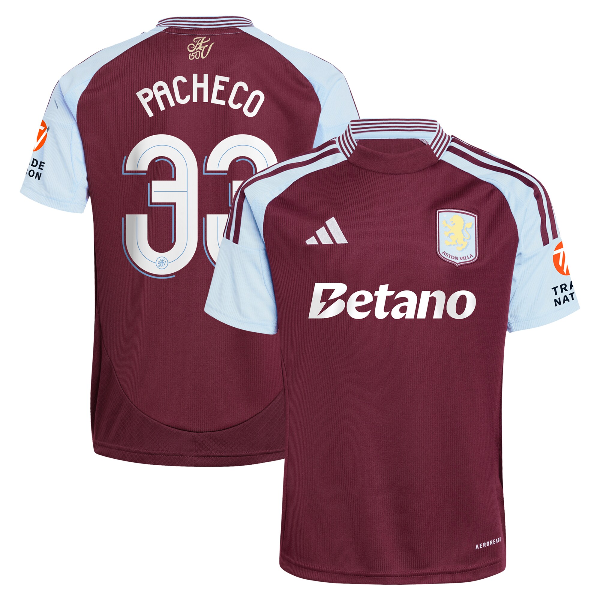 AVFC aston villa adidas home shirt 2024-25 with pacheco 33 cup printing Collection | Official Aston Villa Kits and Apparel