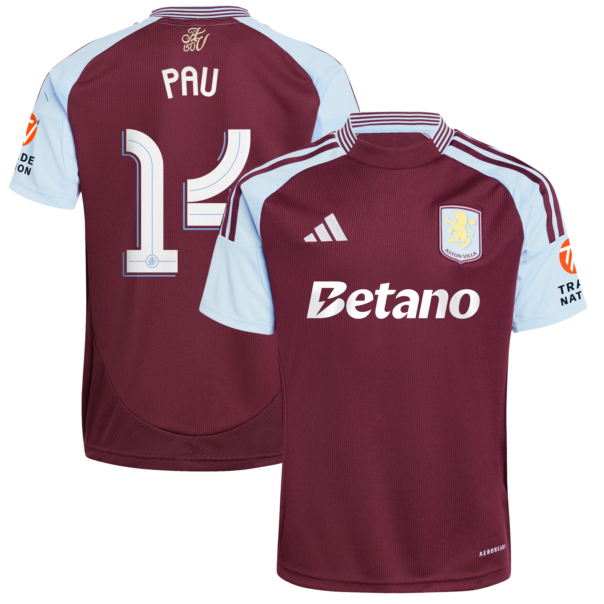 AVFC aston villa adidas home shirt 2024-25 with pau 14 cup printing Collection | Official Aston Villa Kits and Apparel