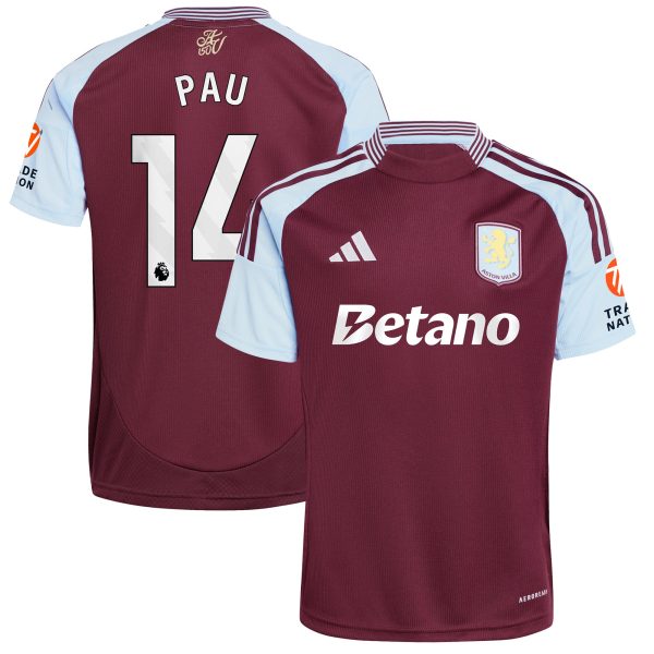 AVFC aston villa adidas home shirt 2024-25 with pau 14 printing Collection | Official Aston Villa Kits and Apparel