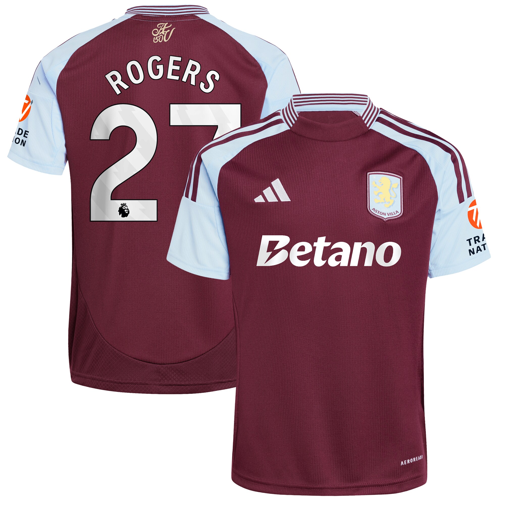 AVFC aston villa adidas home shirt 2024-25 with rogers 27 printing Collection | Official Aston Villa Kits and Apparel